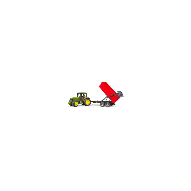 Tracteur John Deere 6920 avec remorque basculante rouge au 1/16ème