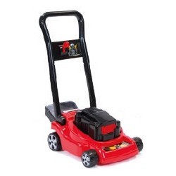 Tondeuse avec roues bi color, avec bruitage et herbe coupée