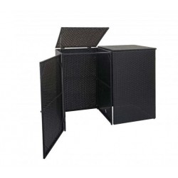 Double revêtement de poubelle en rotin poly 2x120l noir
