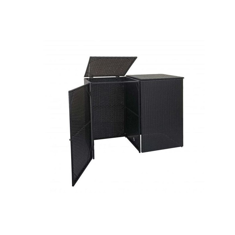 Double revêtement de poubelle en rotin poly 2x120l noir