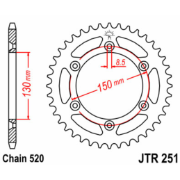Couronne YZ150 50T acier anti-boue 251 - 520