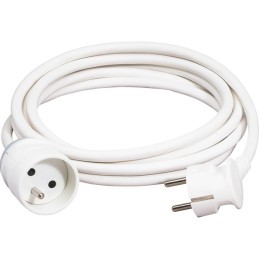 Prolongateur electrique 2P+T - Avec cable souple - Blanc