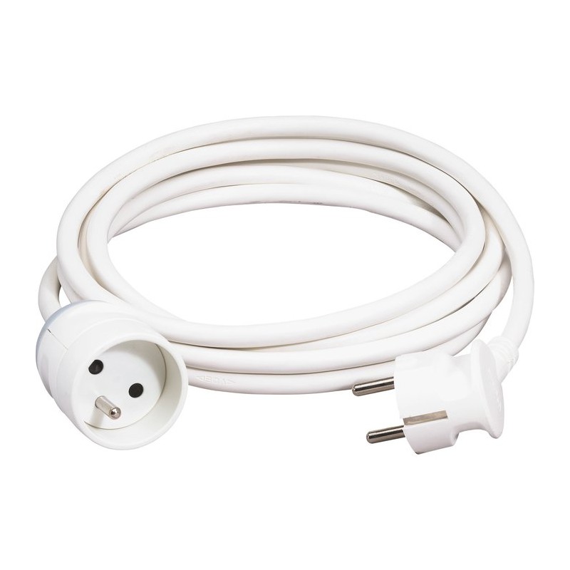 Prolongateur electrique 2P+T - Avec cable souple - Blanc