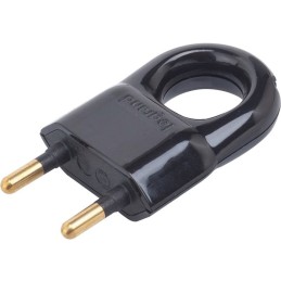 Fiche electrique 2P - Noir - Avec anneau