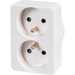 Adaptateur de prise 2P+T - 2 fiches - Intensite 16 A - Sur prise 20 A