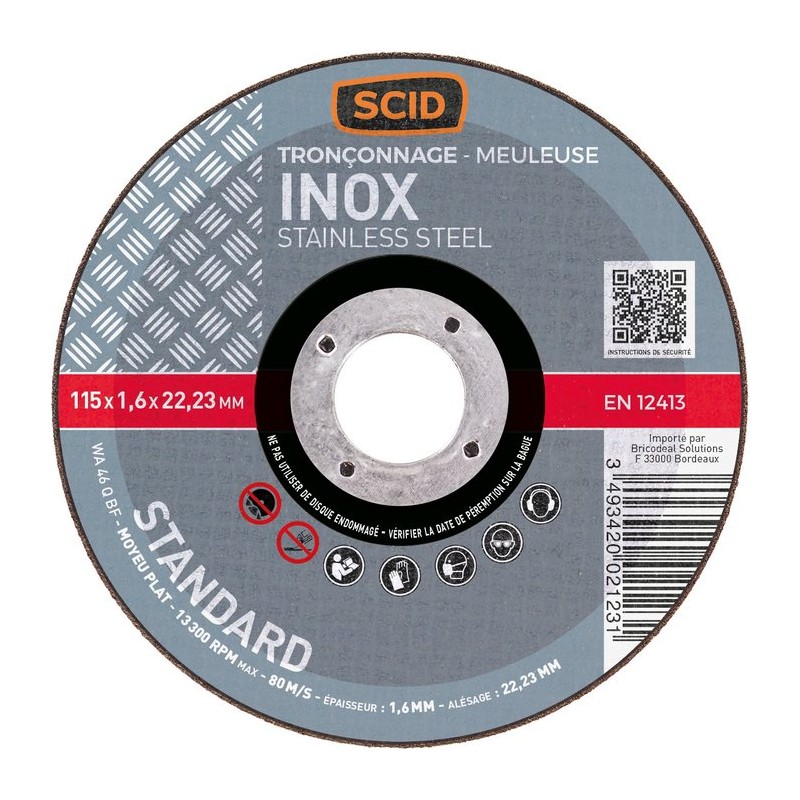 Disque à tronçonner standard SCID - Métaux - Diamètre 125 mm