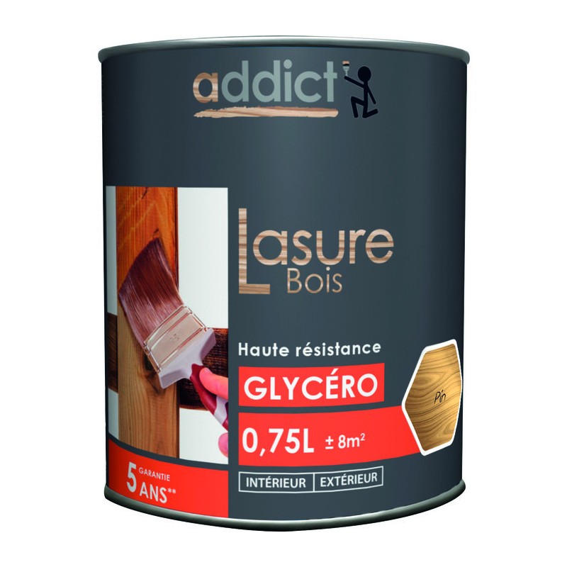 Lasure bois glycéro - Addict - Pin - 0,75l