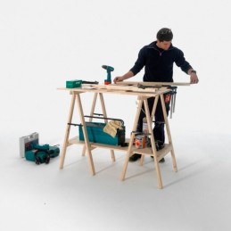 Tréteau standard pin massif brut - CAB001 - Astigarraga - H. 74 cm - l. 73,5 cm - P. 37 cm