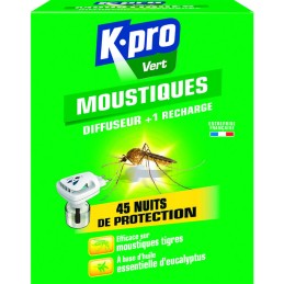 Diffuseur éléctrique avec recharge moustiques - KPRO VERT