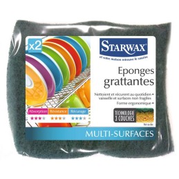 Eponge verte grattante Starwax - Vendu par 2