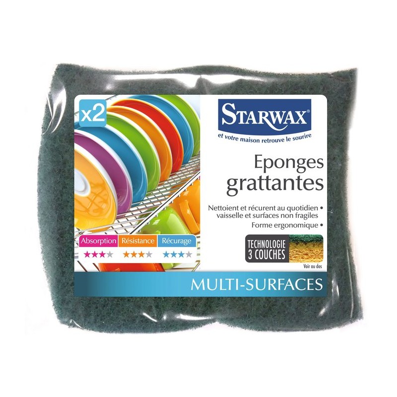 Eponge verte grattante Starwax - Vendu par 2