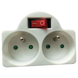 Fiche biplite 2P+T avec interrupteur