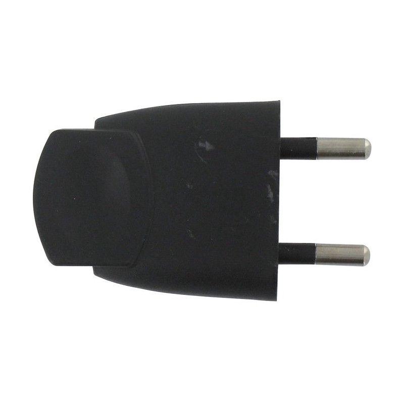 Fiche électrique - Plate - Dhome - 2P - 6 A - Mâle - Noir