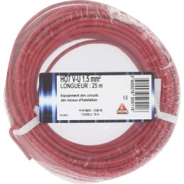 Fil H07 V-U - Dhome - 1,5 mm² - L. 25 m - Rouge
