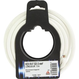 Câble H05 VVH 2-F - Dhome - 3G1,5 mm² - L. 5 m - Blanc