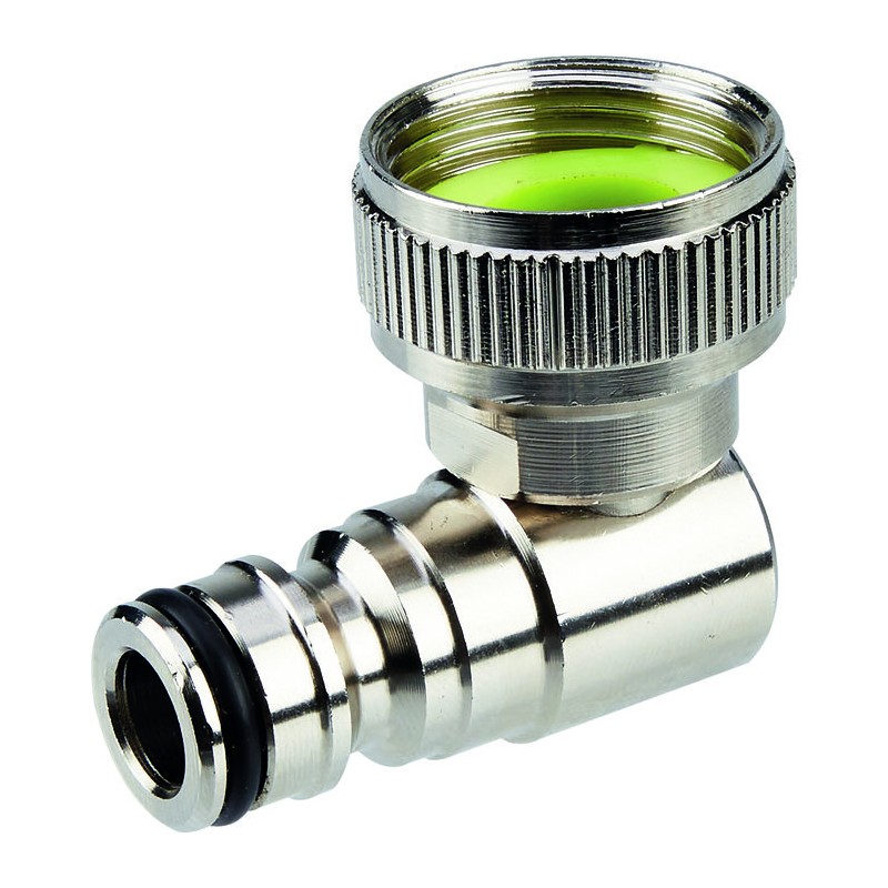 Coude rapide tournant - Capvert - Laiton nickelé - Filetage 20 x 27 mm - Brochable