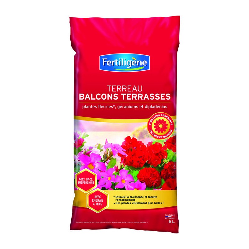 Terreau balcons terrasses - Fertiligène - 6L