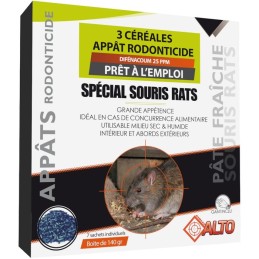 Appat raticide souricide mulocide multicereales