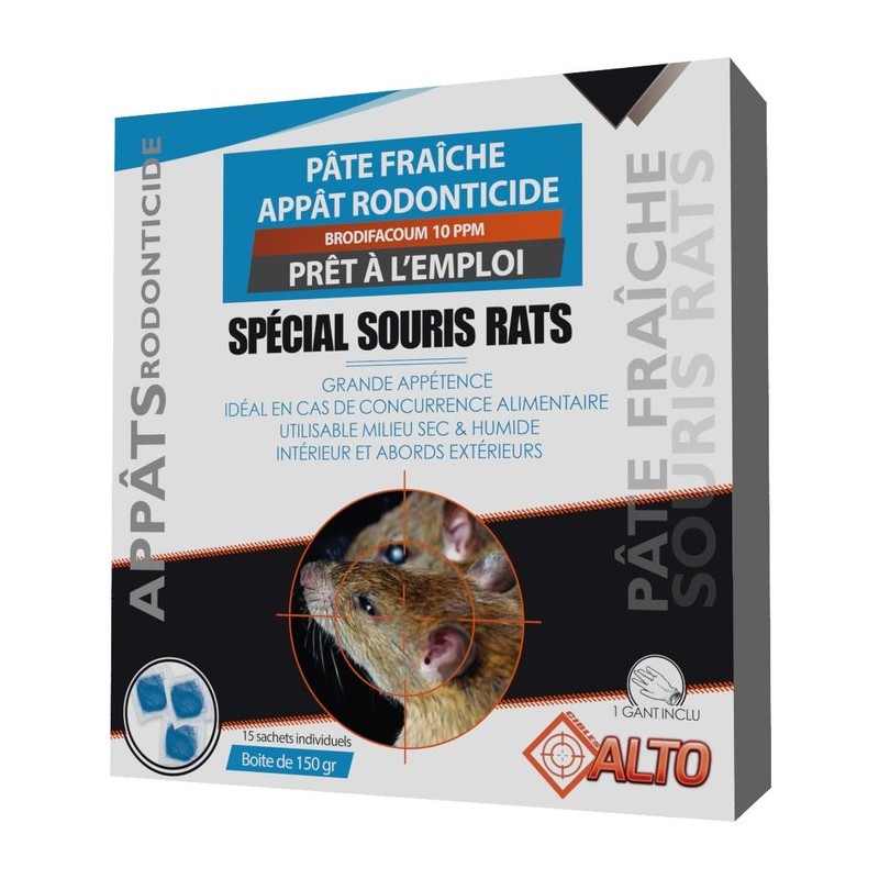 Appat raticide souricide pates fraiches Brodifacoum