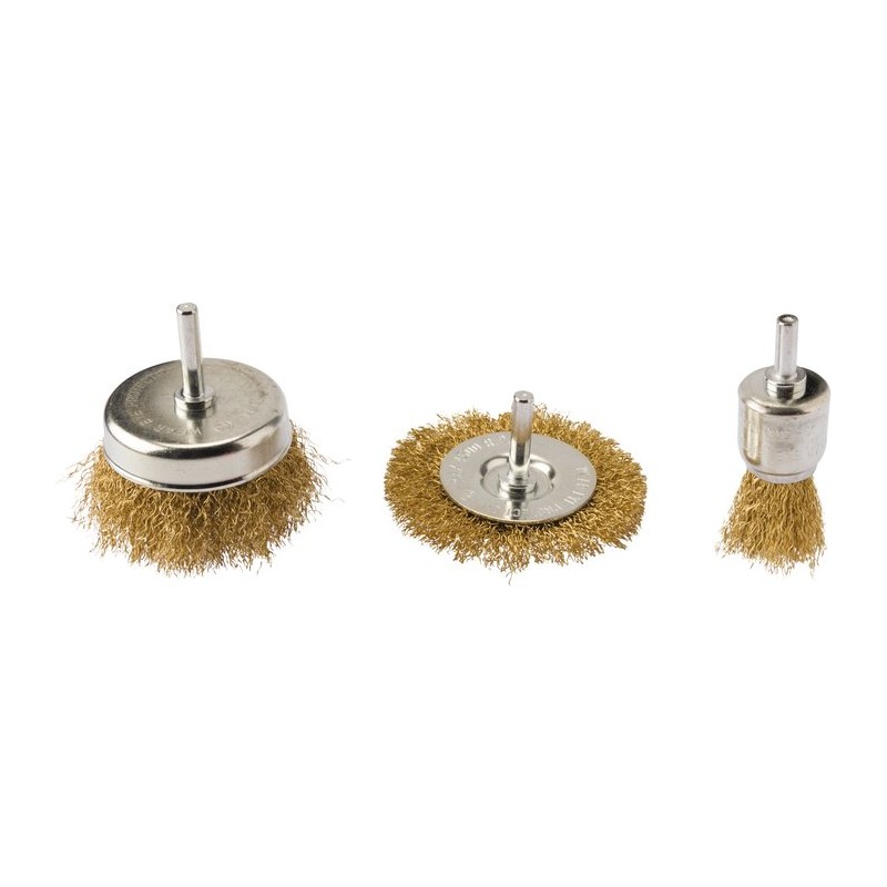 Lot de 3 brosses perceuses acier laitonne