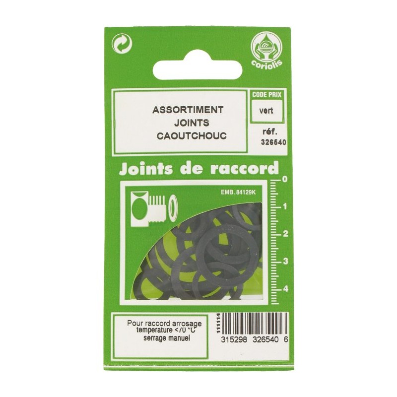 Joint caoutchouc pour l'arrosage Gripp - Assortiment de diamètres - Vendu par 14