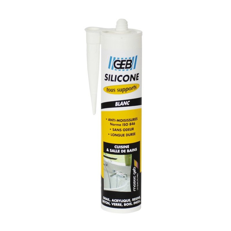 Mastic silicone surface synthetique et emaillee
