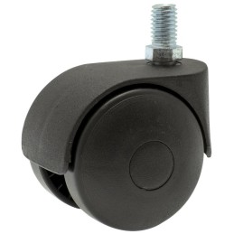 Roulette Twiny noire a tige filetee pivotante