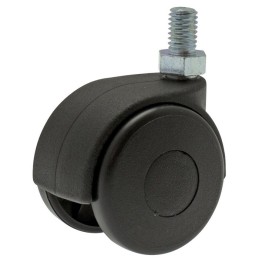 Roulette Twiny noire a tige filetee pivotante