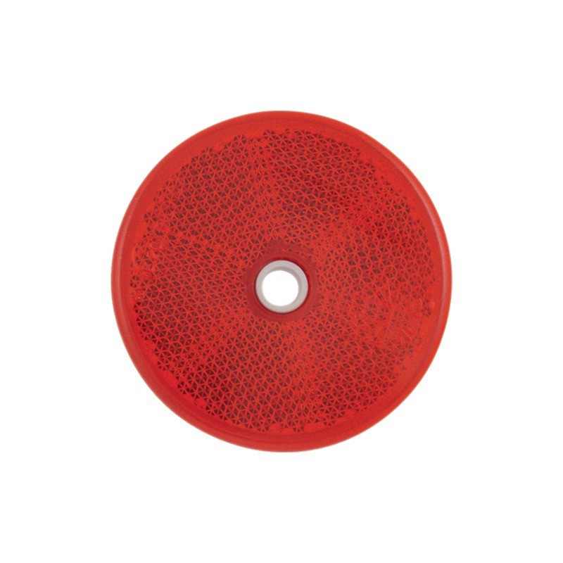 CATADIOPTRE ROND DIAMETRE 60 ADHESIF AVEC PERCAGE ROUGE