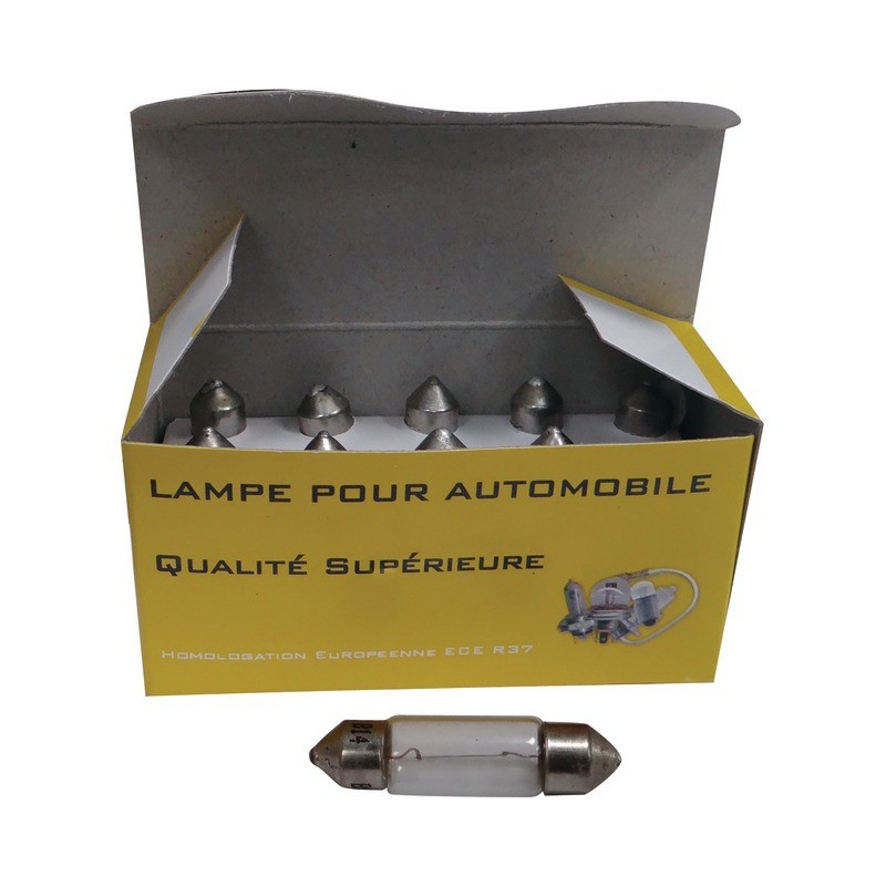 AMPOULES NAVETTES 12V 10W (LG.41) BOITE DE 10