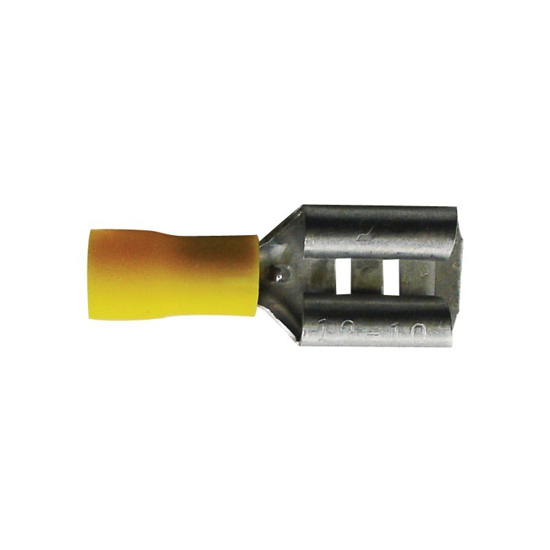 Sachet 100 cosses plates 9.5 mm femelle jaune