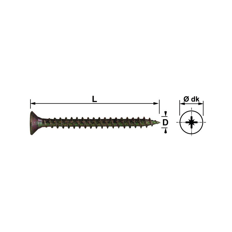 Vis agglomère tête fraisée 3x16 mm Acier zingué (par 400)