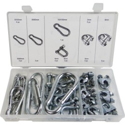 COFFRET 30 MANILLES ,MOUSQUETON, SERRE-CABLES TECHNI-POWER