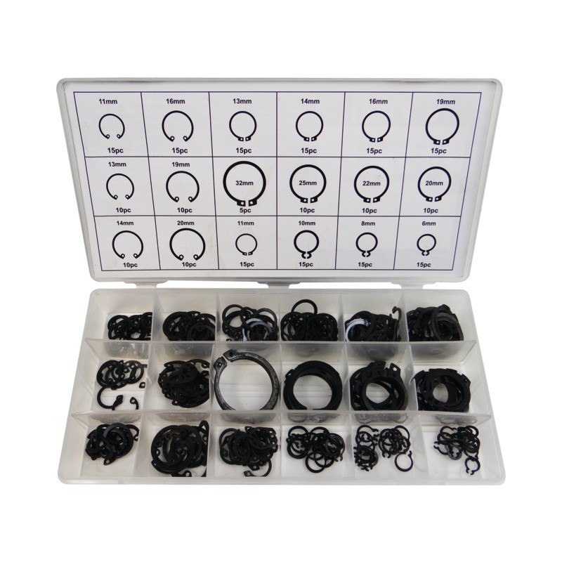 COFFRET 225 CIRCLIPS INTERIEURS ET EXTERIEURS DIN471 ET DIN472 TECHNI-POWER