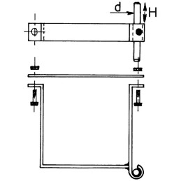 Gond poteau réglable 120 mm à 150 mm diamètre 16 mm noir