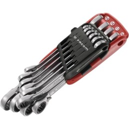 CLES MIXTES A CLIQUET REVERSIBLES ULTRA GRIP SUR ETUI PORTATIF JEU DE 10 FACOM