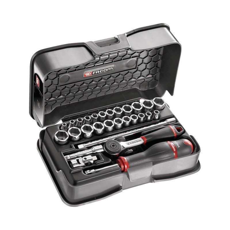 DOUILLES 1/4" 6P METRIQUE/POUCE COFFRET 29 P