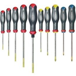 TOURNEVIS PROTWIST 6 FENTE - 2 PHILLIPS - 2 POZIDRIV JEU DE 10 FACOM