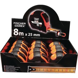 PRESENTOIR 12 METRES A RUBAN BI-MATIETRE 8 M X 25 MM AUTOBLOCANT MAGNETIQUE FISCHER DAREX
