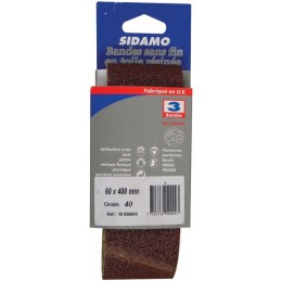 BANDE ABRASIVES SANS FIN CORINDON 60X400 GR40  BLISTER DE 3