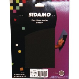 FEUILLE TOILE EMERI 230X280 GRAIN ASSORTIS BLISTER DE 5