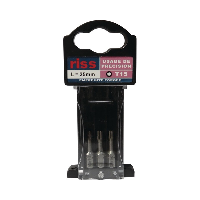 EMBOUTS DE VISSAGE FORGE TORX T15 LG 25 MM BOITE DE 3 RISS