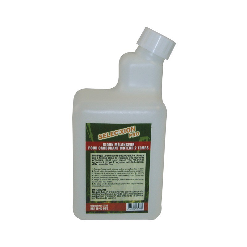 Bidon doseur 1 litre pour mélange 2 temps