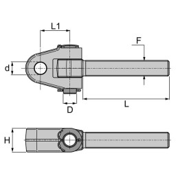 TIRANT A CHAPE FILETAGE M36X3 A GAUCHE LG 185 CAT2