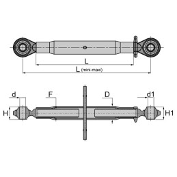 BARRE DE POUSSEE MECANIQUE ROTULE-ROTULE LG 1130-1380 CAT2
