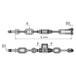 STABILISATEUR A CHAINE 14 MM 20X2,5 LG 594-657 MM TYPE FORD