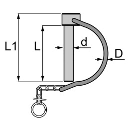 GOUPILLE CLIPS POUR TUBE AVEC CHAINE 14X51 MM