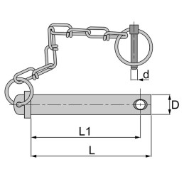 AXE D'ATTELAGE SIMPLE 22X200 AVEC CHAINE