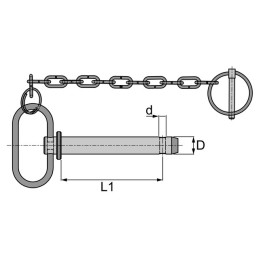 BROCHE D'ATTELAGE A POIGNEE 25X165 AVEC CHAINE
