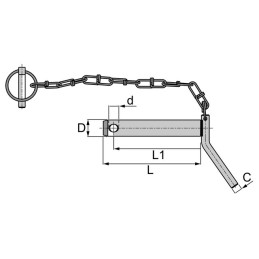 AXE D'ATTELAGE AVEC POIGNEE ET CHAINE 32X191